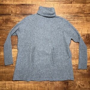 Garnet Hill Womens M Cashmere Wool Pullover Sweater Gray Pocket Cottagecore